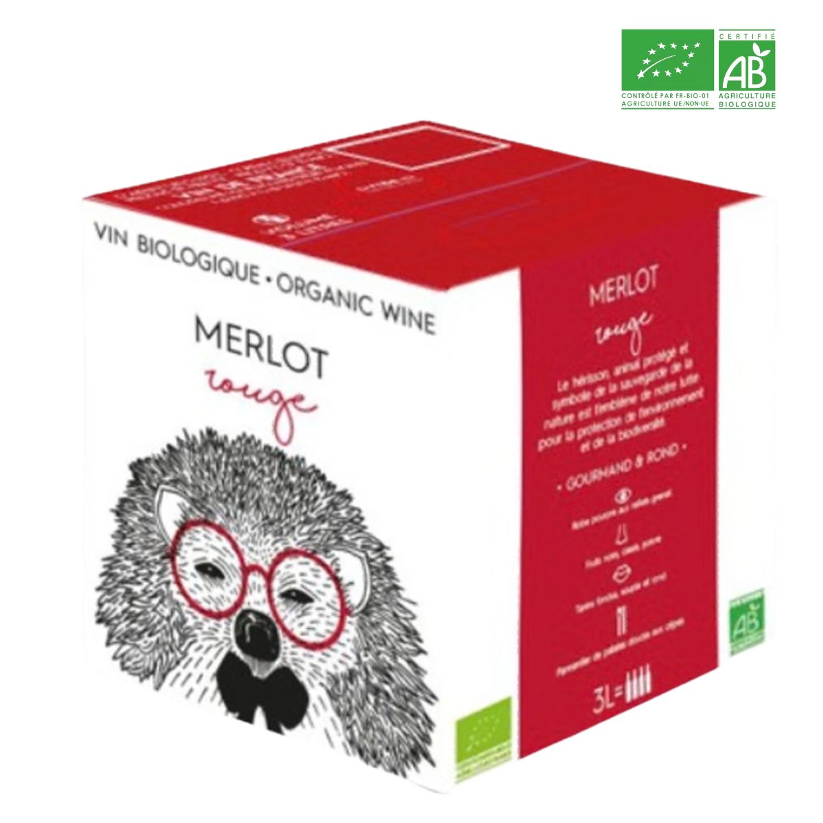 Hérisson Malin - Merlot Rouge - Bib 3L - Jacques Frelin