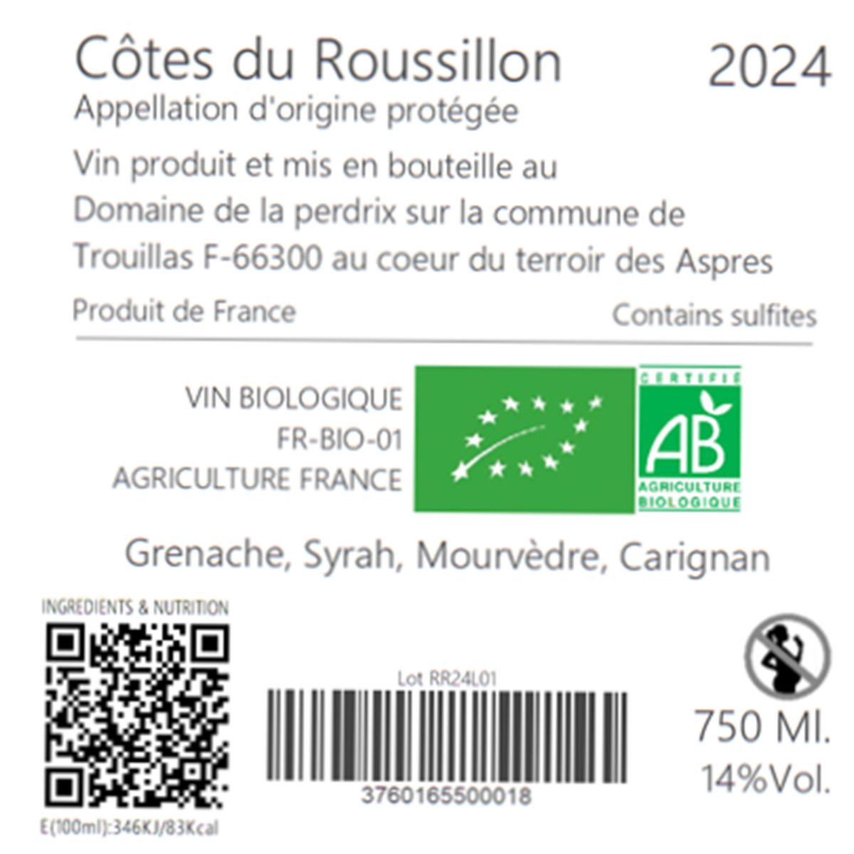 Pour ceux qui rêvent le jour 2024 - Domaine de la Perdrix - Côtes du Roussillon
