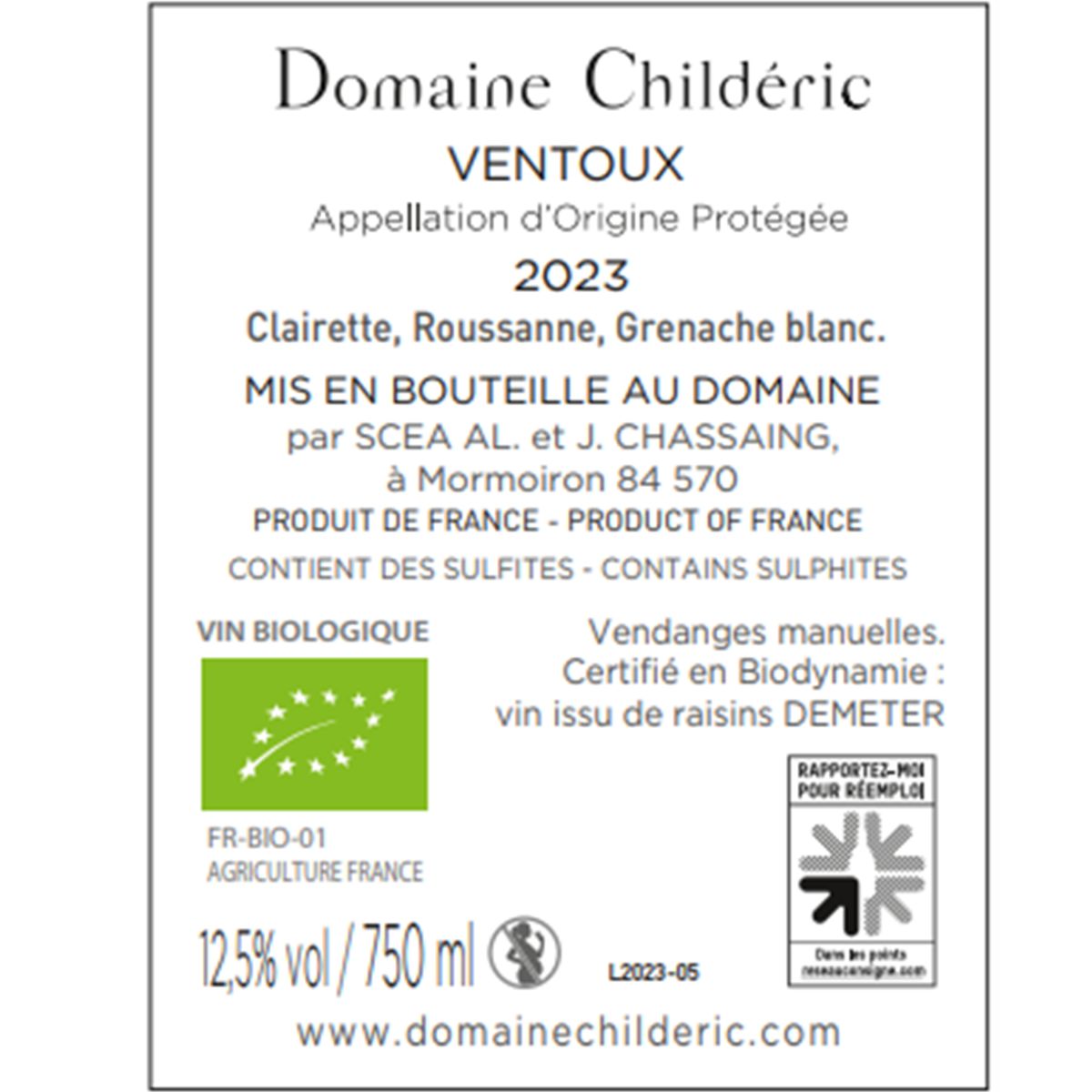 Sous les étoiles - Domaine Childeric - Ventoux Blanc