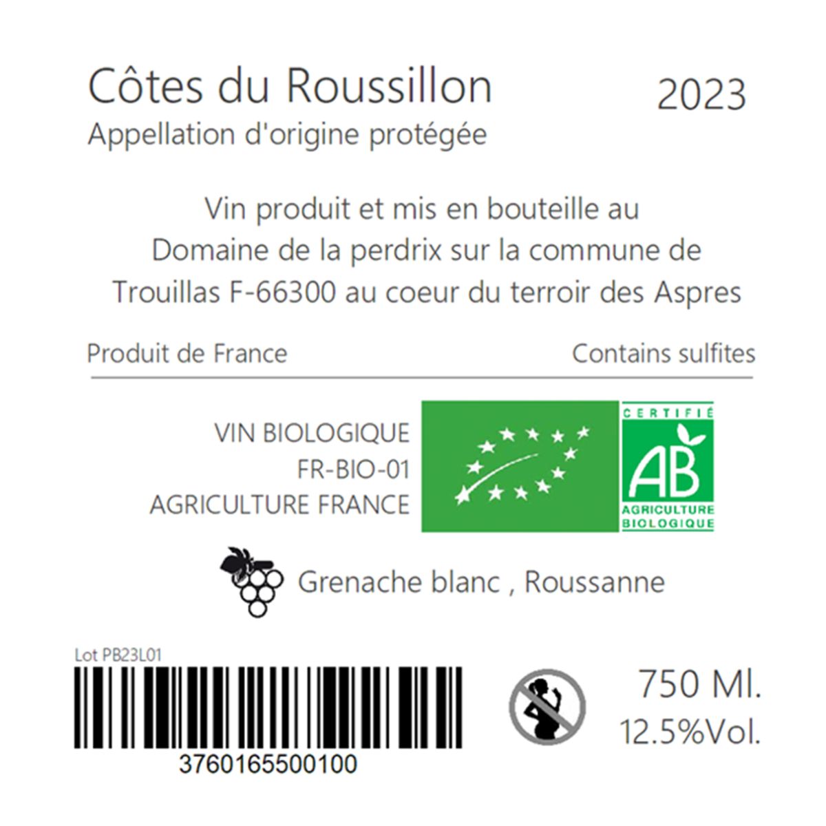Pour ceux qui rêvent le jour - Domaine de la Perdrix - Côtes du Roussillon 2023